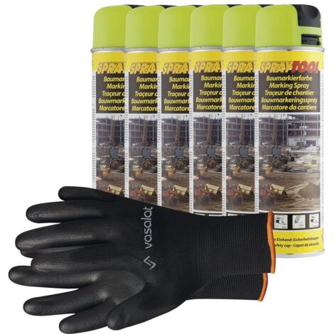 vasalat Markierungsspray Set - Markierspray Neon gelb für schnelle und saubere Markierungen, 6 Stück