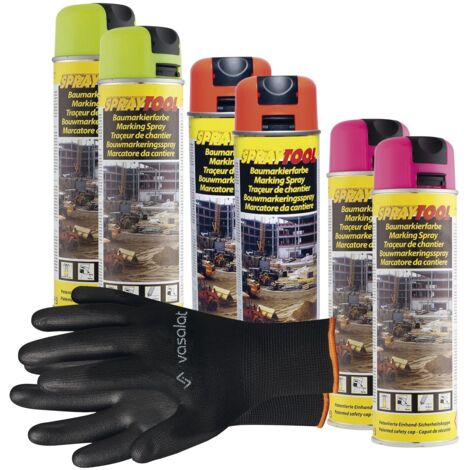 vasalat Markierungsspray Set - Markierspray Neon gelb, orange, pink für schnelle und saubere Markierungen, 6 Stück