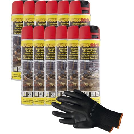 vasalat Markierungsspray Set - Markierspray Neon rot für schnelle und saubere Markierungen, 12 Stück