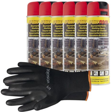 vasalat Markierungsspray Set - Markierspray Neon rot für schnelle und saubere Markierungen, 6 Stück