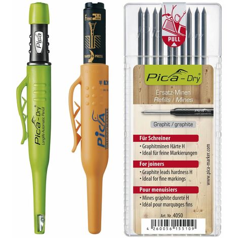 vasalat Pica Dry Tieflochmarker Graphit + Pica 150 schwarz + 10 Ersatzminen