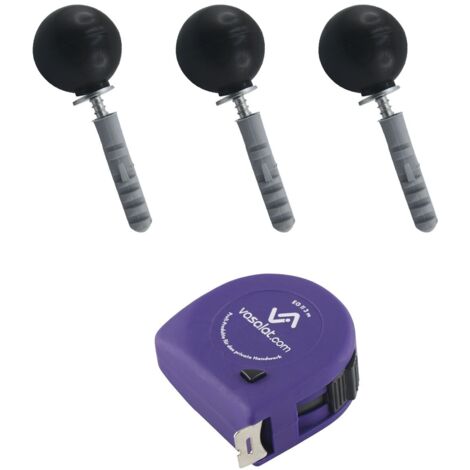 vasalat Türstopper Boden & Wand 2in1 zum Schrauben ø 35mm, Höhe 31mm + Montagezubehör, Kunststoff schwarz - 3 Stück