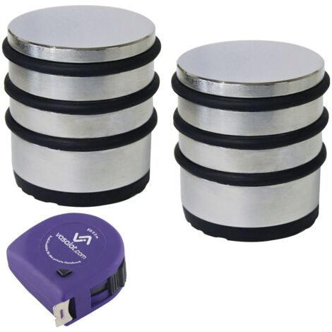 vasalat Türstopper schwer 1,5kg - Tür Stopper Boden mit Gummipuffer ø 65mm, Höhe 75mm, Türpuffer zum Schutz von Wand & Tür, Edelstahl geschliffen - 2 Stück
