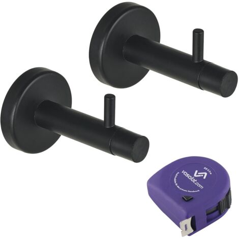 vasalat Türstopper Wand mit Dämpfer - Tür Stopper Wand mit Gummipuffer und Haken ø 14mm, Länge 82mm, Türpuffer zum Schutz von Wand & Tür, schwarz - 2 Stück