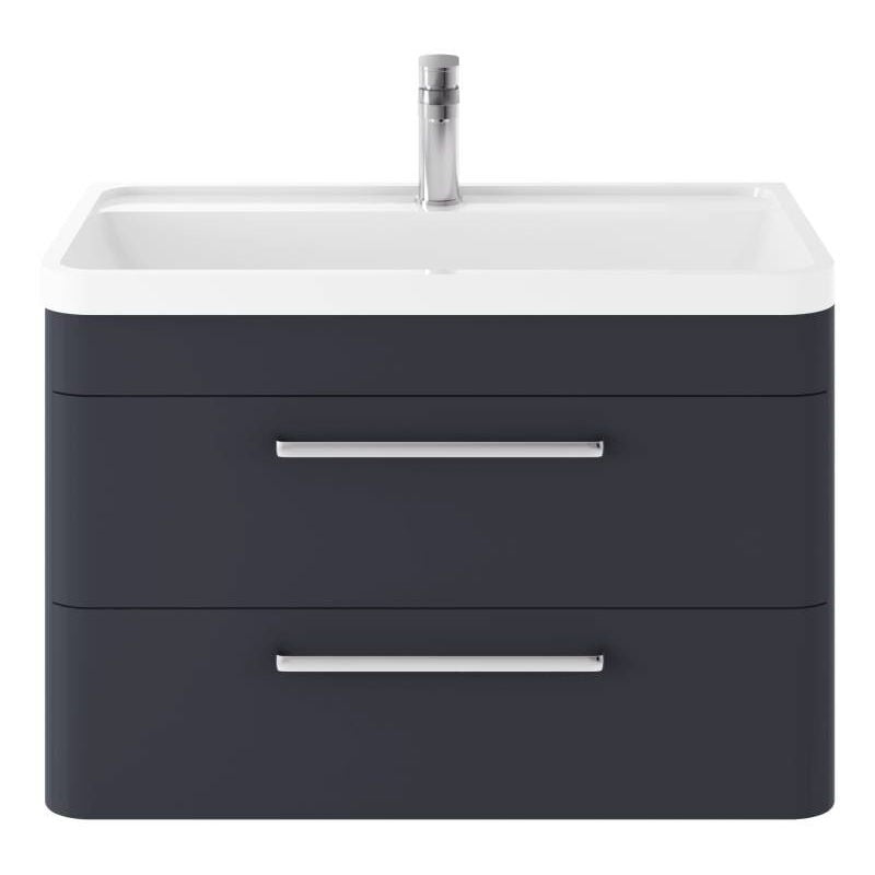 Hudson Reed Solar Indigo Blue 800mm Wall Hung 2 Drawer Vanity Unit and Basin with 1 Tap Hole - SOL304