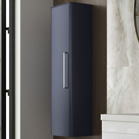 Vasari Stellar Indigo Blue Wall Hung Tall Cabinet Unit Bathroom Modern 1200x350