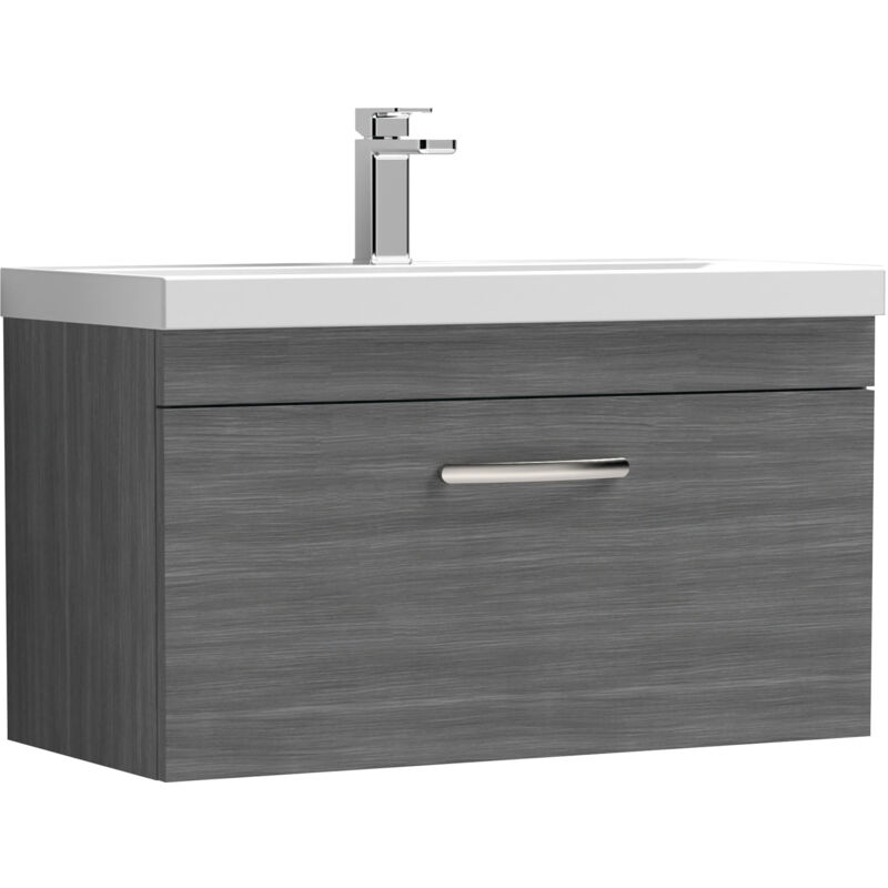 Athena Wall Hung 1-Drawer Vanity Unit with Basin-1 800mm Wide - Brown Grey Avola - Nuie