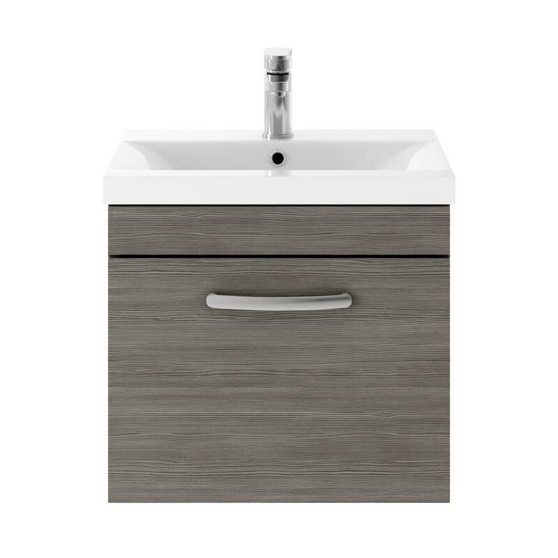 Athena Wall Hung 1-Drawer Vanity Unit with Basin-1 500mm Wide - Brown Grey Avola - Nuie
