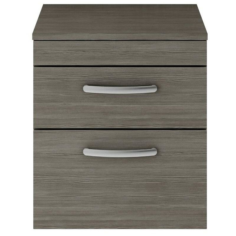 Athena Grey Avola 500mm Wall Hung 2 Drawer Cabinet & Worktop