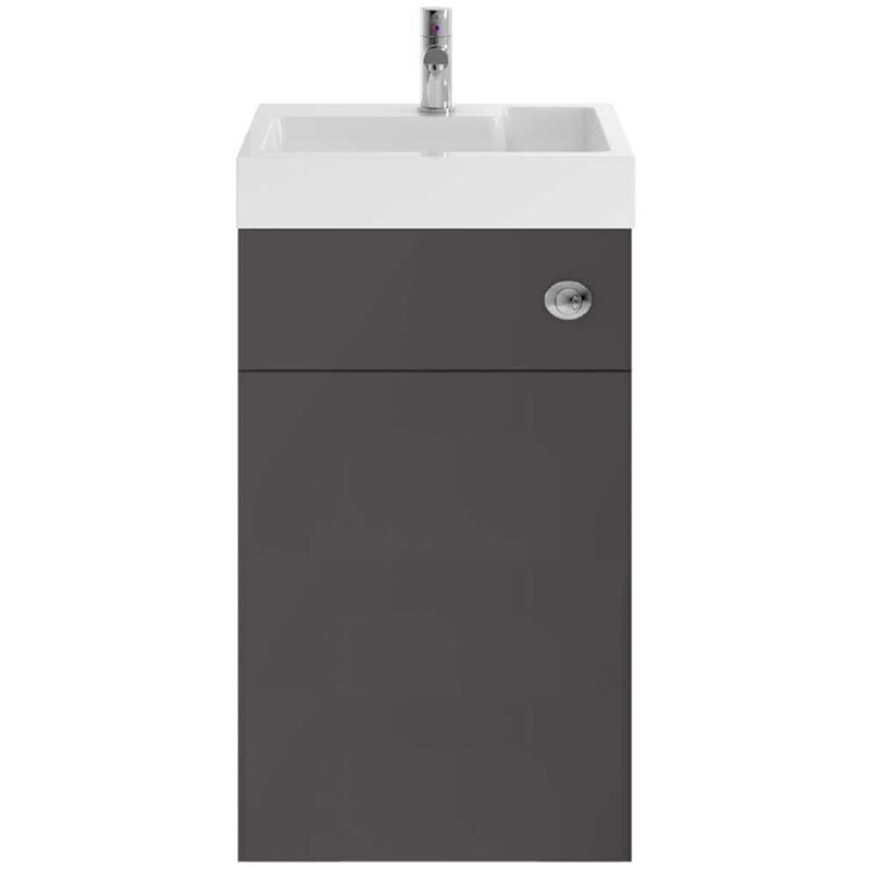 Nuie Athena Gloss Grey 500mm Combination Vanity Unit with Basin and Cistern - PRC945CB