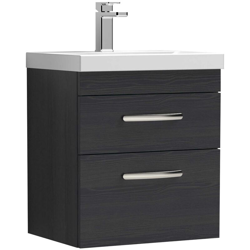 Nuie Athena Wall Hung 2-Drawer Vanity Unit with Basin-1 500mm Wide - Hacienda Black