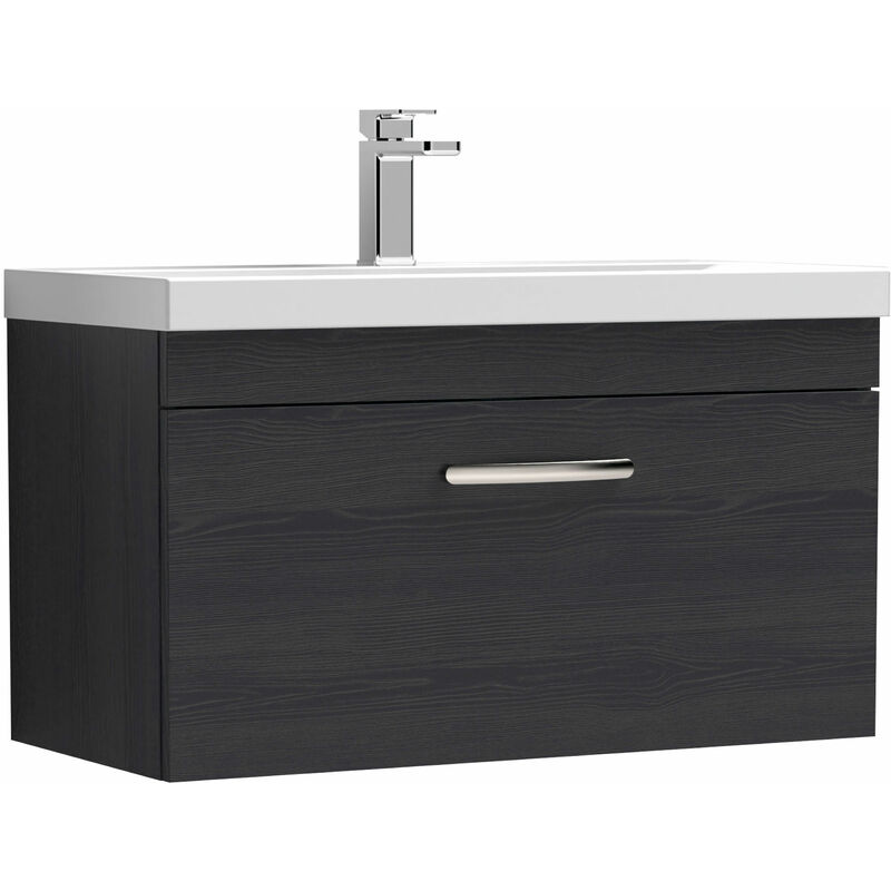 Athena Wall Hung 1-Drawer Vanity Unit with Basin-1 800mm Wide - Hacienda Black - Nuie