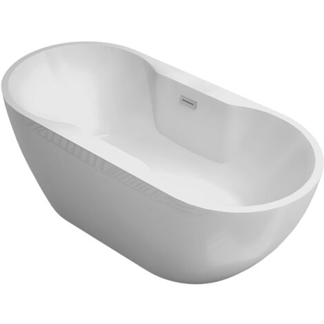 Vasca da bagno free standing forma ovale acrilico bianco lucido 170 cm misure 170x80x60 cm - confezione 1