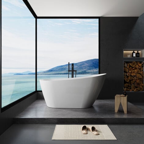 Vasca da bagno freestanding in acrilico Vasca da bagno moderna freestanding con scarico L170/P80/H72 cm OKWISH