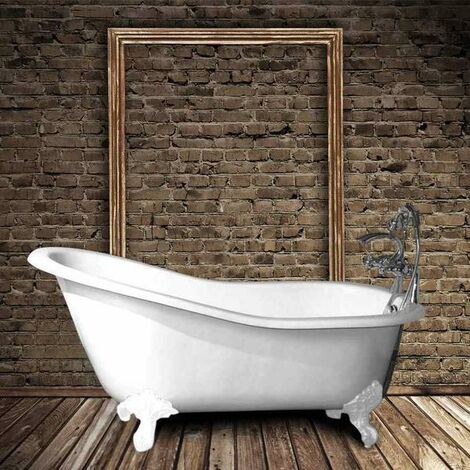 Vasca da bagno freestanding in ghisa stile classico con piedini ASHFORD bianca 156 cm Piedini bianchi
