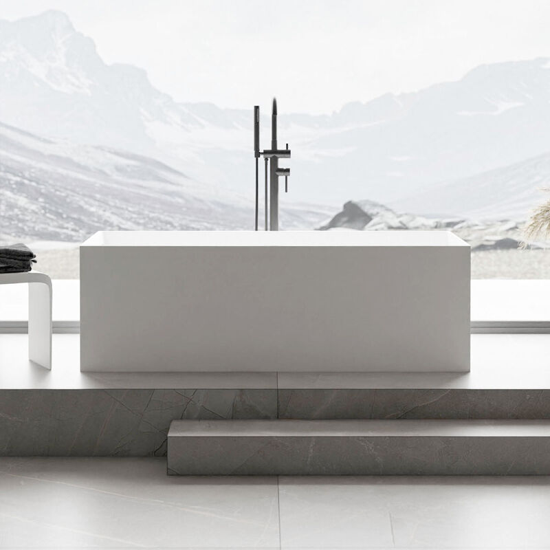 Bernstein - Vasca da bagno autoportante luna stone bianca - 170 x 72 cm - Solid Stone