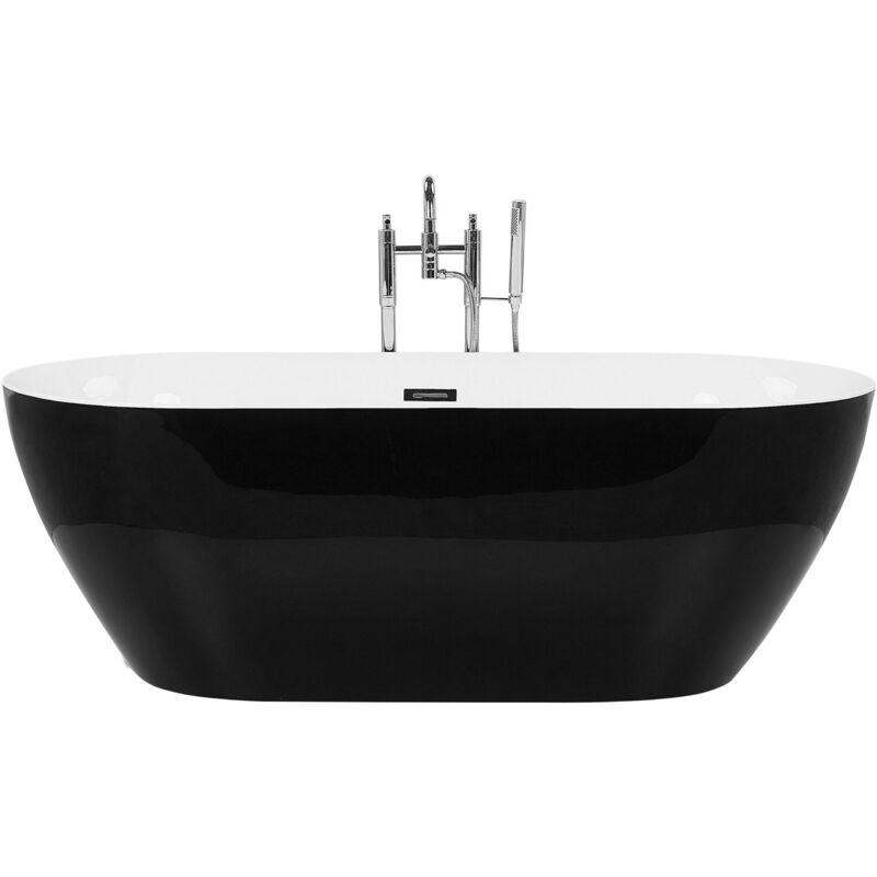 Vasca da Bagno Freestanding Acrilico Sanitario Nero Lucido 170 x 79 cm Carrera