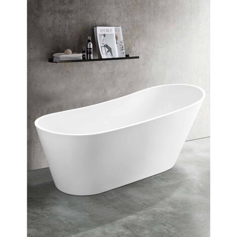 Vasca da Bagno Freestanding ondulata in acrilico fibrorinforzato bianco lucido - 150 cm