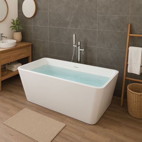 Vasca da bagno freestanding rettangolare acrilico bianco lucido 3 misure  misure 170x80x58 cm - confezione 1