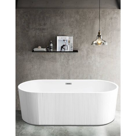Vasca da Bagno Freestanding stile cannettato acrilico bianco lucido - 150 cm