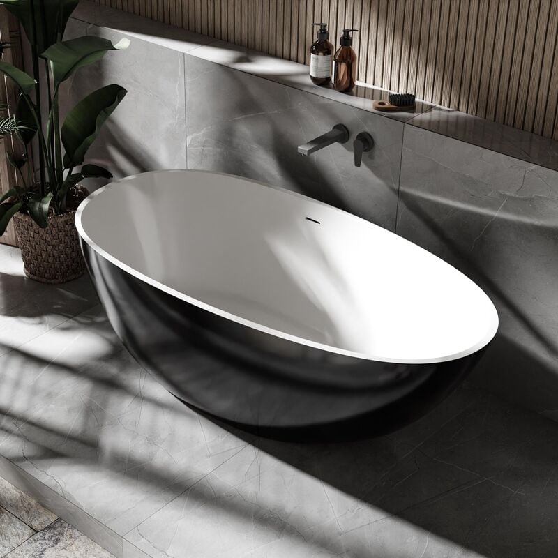 Vasca da bagno freestanding vela - dimensioni e colore a scelta Nero (lucido), 150 x 76 cm (de)