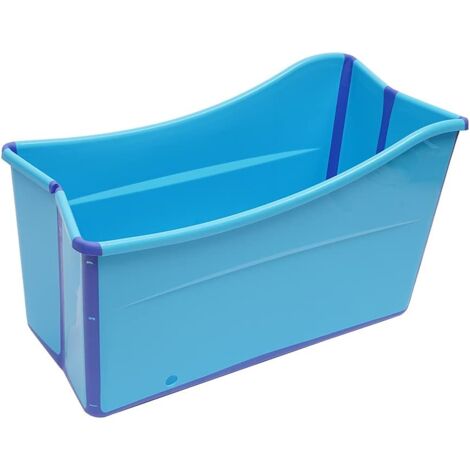 Vasca da bagno pieghevole per adulti e bambini, portatile, portatile, per vasca da bagno, per sauna, per bambini, grande spazio 100 cm, blu