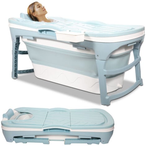 JOPASSY Vasca da bagno pieghevole per il bagno, vasca da bagno portatile per adulti, vasca pieghevole con copertura per la doccia, lunghezza 118 cm.