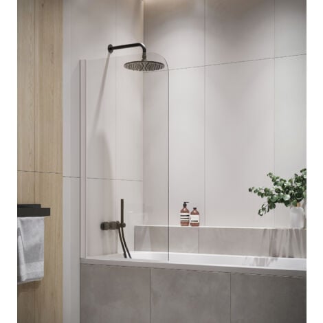 BADPLAATS Vasca da bagno Torino da 5 mm con rivestimento nano, parete doccia 60 x 140 cm