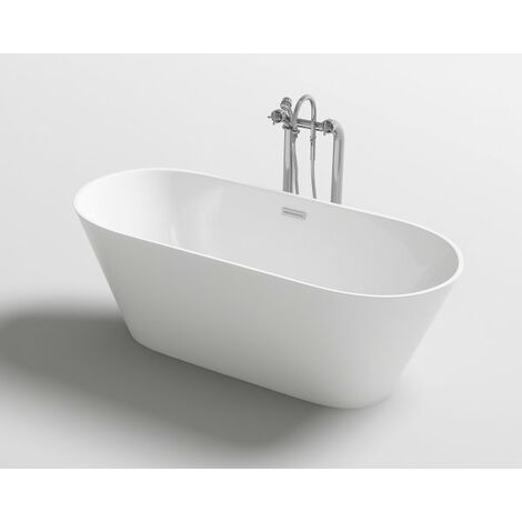 Vasca freestanding centro stanza in acrilico con troppo pieno,150x75x58cm moderna Relpunt Stosa