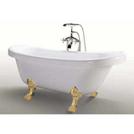 Vasca freestanding vintage 170 x 80 cm con piedi oro con rubinetto - Margherita