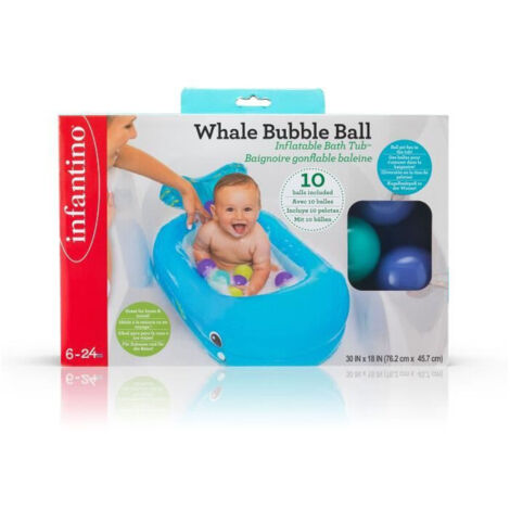 Vasca gonfiabile INFANTINO Balena - Palline da gioco e termometro integrato - 76 x 45 cm