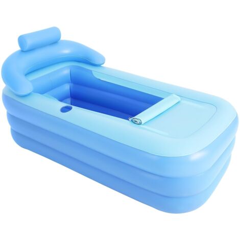 Vasca Gonfiabile, Pieghevole, PVC, Adulti e Bambini, con Schienale ergonomico, per Interni ed Esterni, 160 x 84 x 64 cm