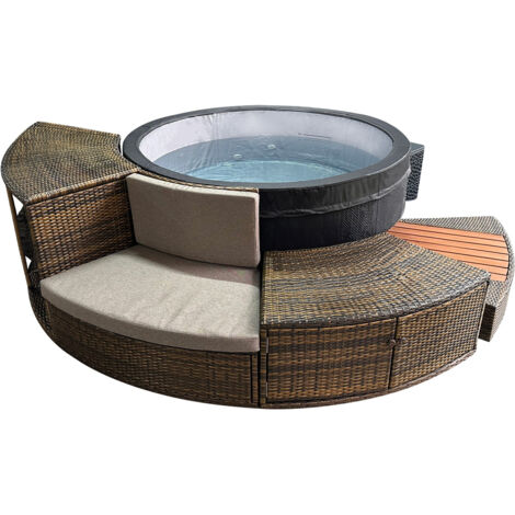 GIORDANOSHOP Vasca Idromassaggio Bagno di Ghiaccio da 3°C a 42°C Ø156x70 cm con Mobili 3kW NetSpa Ice Grigia