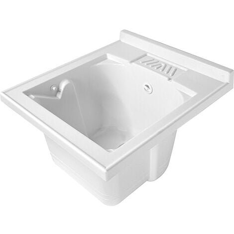 Vasca lavatoio in Resina PP 45x50 Ricambio per Mobile o Incasso con asse e sifone (Solo Vasca)