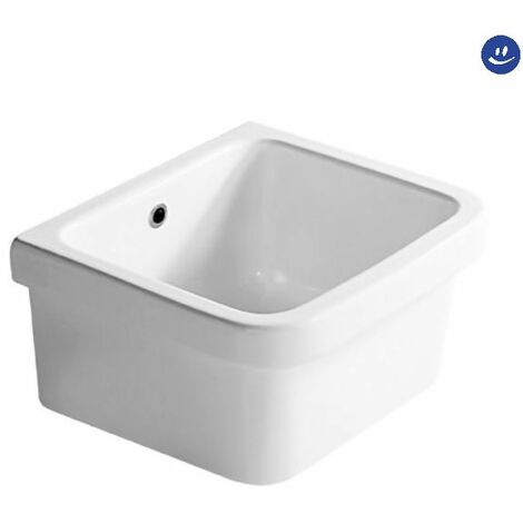Vasca lavatoio pilozzo a parete in ceramica bianca cm 60x45