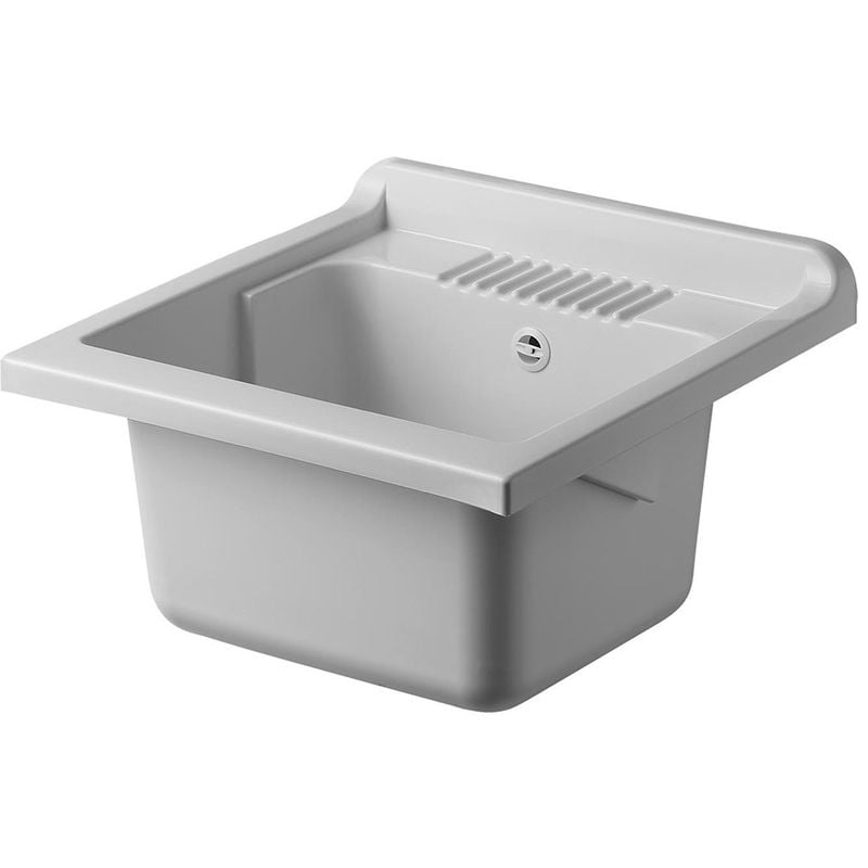 Image of Inbagno - Vasca lavatoio 50x50 cm in resina bianca con pre fori per rubinetto