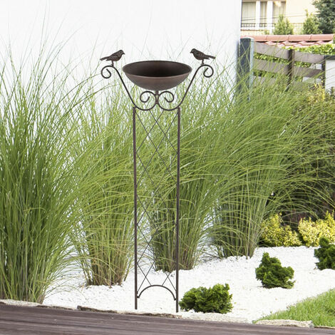 Relaxdays Abbeveratoio, Vaschetta per Uccellini da Terra, Decorazione da  Giardino, Accessori per Uccelli, 40 cm, Bronzo