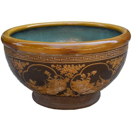 Vasca rotonda in gres smaltato per giardino Zen (Mizubachi) 105x105x62 cm - JT002a