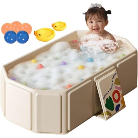 Vaschetta grande per i più piccoli baby baby Vasca da bagno pieghevole per bambini, vasca da bagno pieghevole grande per bambini, lavabo doccia portatile, include 5 palline, 2 papere, pieghevole