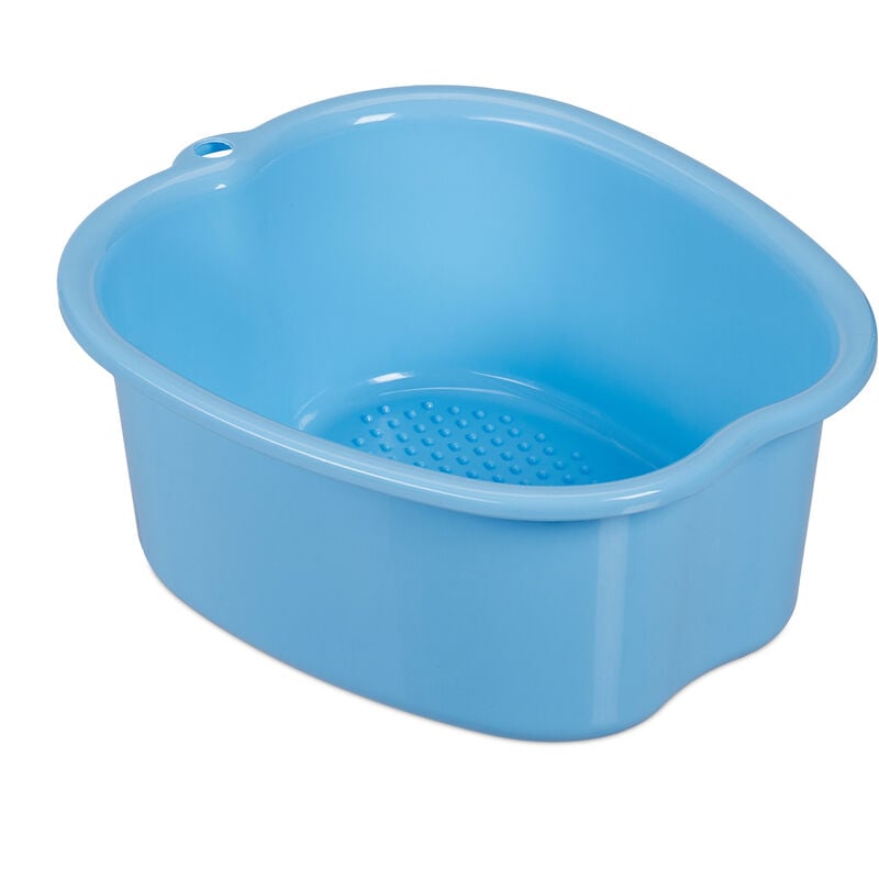 Vaschetta Pedicure, Vasca per Pediluvio, Bacinella Lavapiedi 15x33x38 cm, Catino per Piedi, Foot Spa, Azzurro - Relaxdays