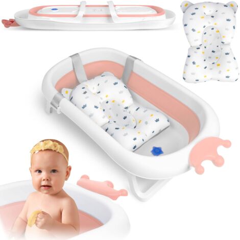 Vaschetta per il bagnetto con cuscino RK-280, bianco e rosa