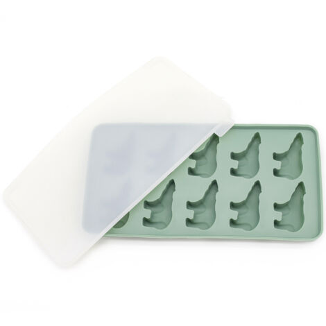Vaschette per cubetti di ghiaccio per congelatore, stampo simpatico orsetto polare, silicone a 10 cavità con coperchio, strumento da cucina speciale per alimenti, caramelle, cioccolato, frutta, bevand