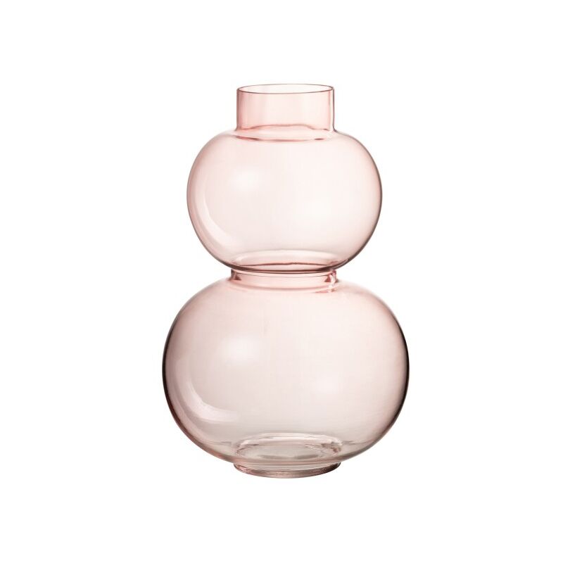 Jolipa - Vase 2 boules en verre rose 18x18x29 cm
