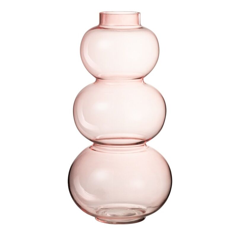 Vase 3 boules en verre rose 19x19x36 cm