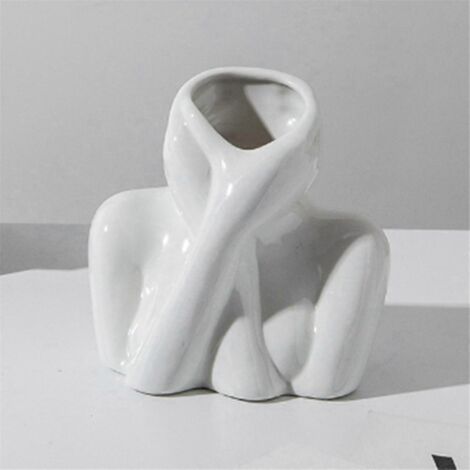 Vase à fleurs de style nordique, demi-visage de femme, pot de fleurs, vase B--