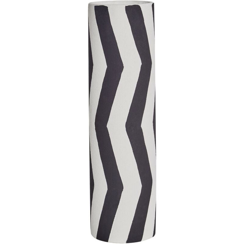 Beliani - Vase à Fleurs Décoratif Imperméable en Grès Blanc et Noir Gobie