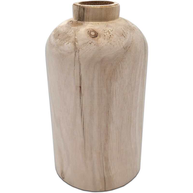 Spetebo - Vase à fleurs design en bois petit - naturel / 21 cm - vase en bois bouteille naturel