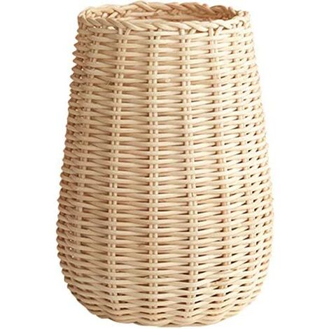 Vase à fleurs en rotin tissé à la main, petit vase de table en osier pour décoration de vase décoratif de salon