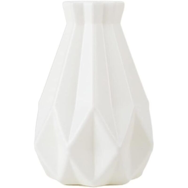 Vase à fleurs géométrique en céramique, vase simple et incassable pour la décoration intérieure (table de salon) - Blanc