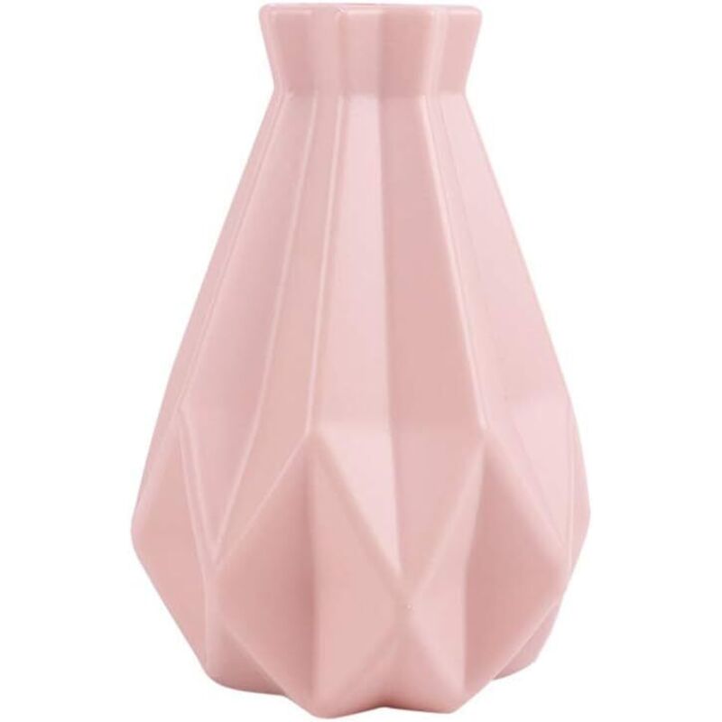 Vase à fleurs géométrique en céramique, vase simple et incassable pour la décoration intérieure (table de salon) - Rose